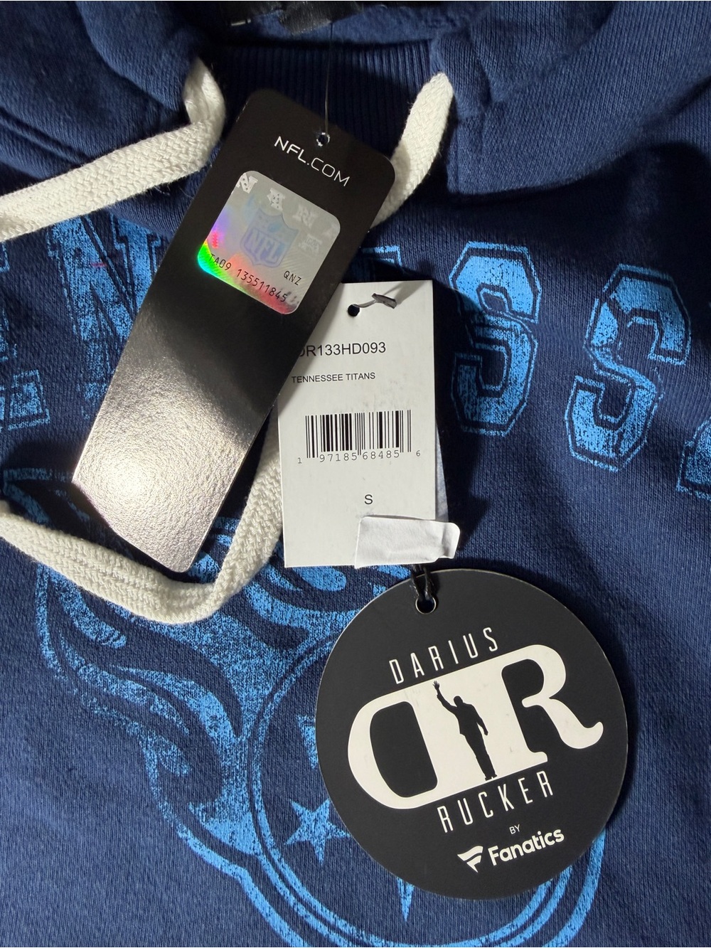 Tennessee Titans Hoodie Small NWT NFL Darius Rucker Fanatics Blue Pullover - Picture 6 of 7